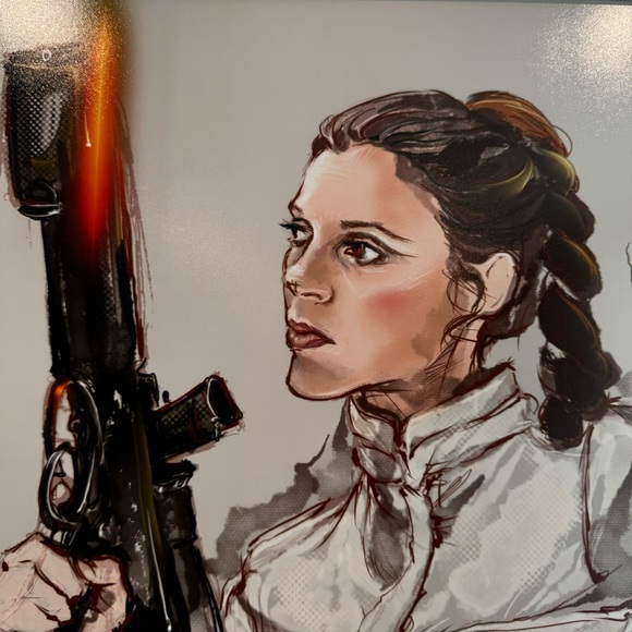 Star Wars Princess Leia Print Framed White 12”x16” - Picture 3 of 4